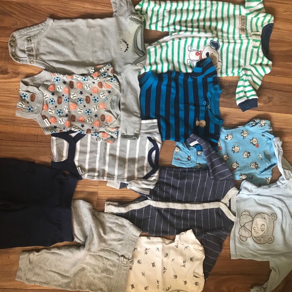 Baby Boy size newborn, and 0-3 month clothes lot